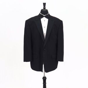 Jean Yves 48R Black Solid 1-Button Sport Coat Blazer Jacket T115